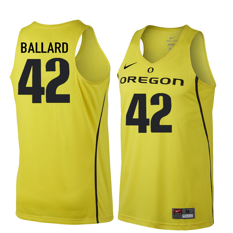 Men Oregon Ducks #42 Greg Ballard College Basketball Jerseys Sale-Yellow